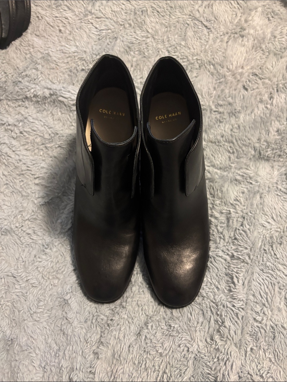 Cole Haan Black Leather Slip-On Ankle Booties